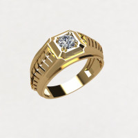 Золотое кольцо мужское с фианитом