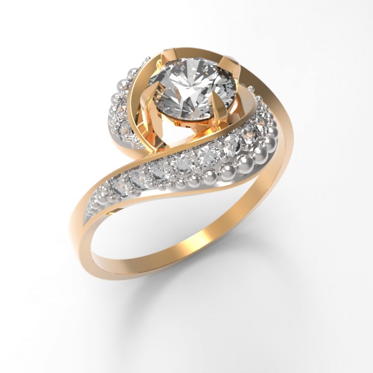 Кольцо золотое с кристаллами Swarovski 