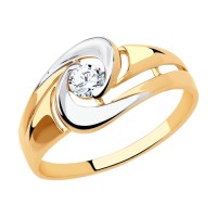 Золотое кольцо от SOKOLOV с фианитом бесцветным      