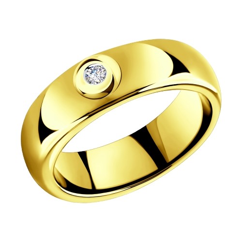 Керамическое кольцо с желтым золотом и бриллиантами