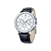 Наручные серебряные мужские часы с хронографом 