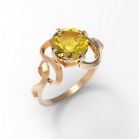 Кольцо из золота с цитрином золотистым