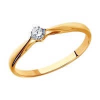 Помолвочное кольцо из красного золота с бриллиантом 