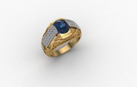 Золотое мужское кольцо с ситаллом топаз Лондон