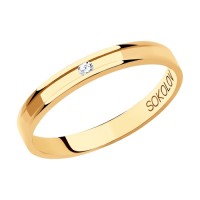Обручальное кольцо из золота с бриллиантом 