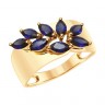 Кольцо из золота с синими сапфировыми корундами 