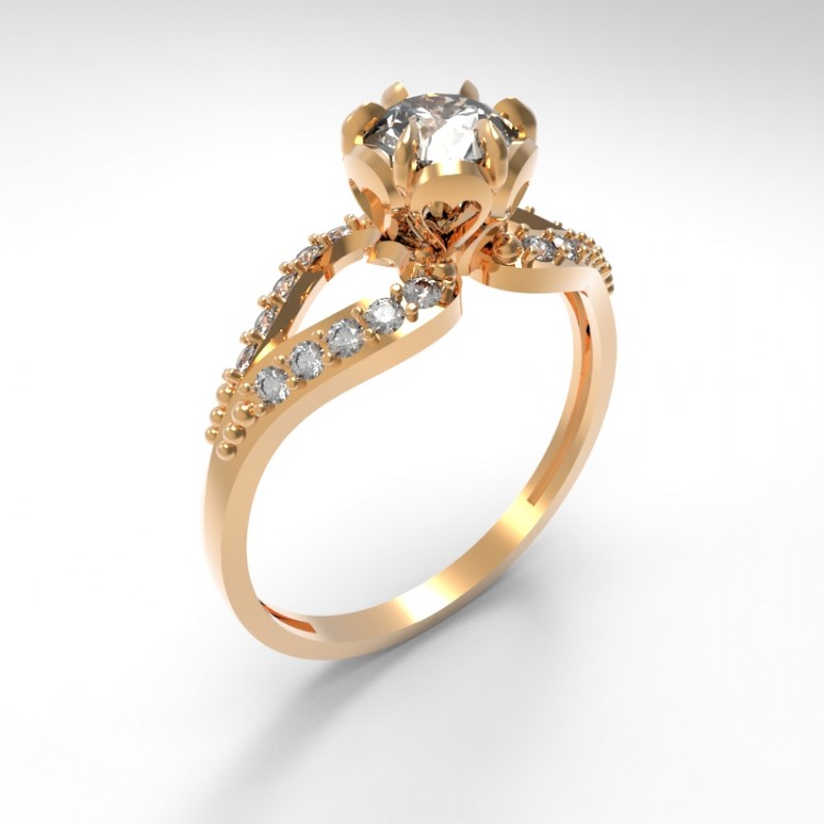 Кольцо золотое с кристаллами Swarovski  