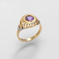 Кольцо золотое с аметистом фиолетовым