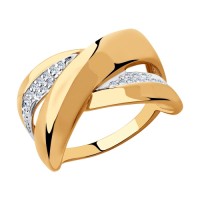 Золотое кольцо с фианитами бесцветными          