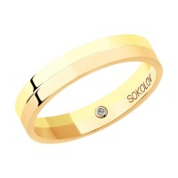 Обручальное кольцо из комбинированного золота с бриллиантами SOKOLOV 
