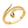 Кольцо змейка с черными бриллиантами из золота