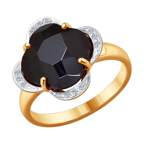 Кольцо золотое с черным бриллиантом