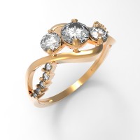 Золотое кольцо с кристаллами Swarovski 