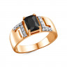 Позолоченное серебряное кольцо с черным фианитом