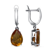 Серьги подвески с вставкой султанит из серебра