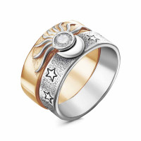 Стильное кольцо из серебра с фианитом
