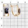 Позолоченные серебряные серьги с черными фианитами