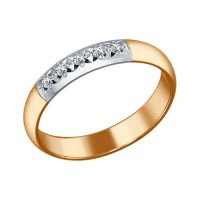 Обручальное кольцо с бриллиантами из комбинированного золота    