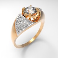 Золотое кольцо с кристаллами Swarovski  