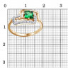 Кольцо из золоченого серебра с зеленой шпинелью и фианитами