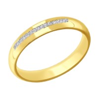 Обручальное кольцо из желтого золота с фианитами