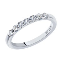 Обручальное стильное кольцо SOKOLOV из белого золота с бриллиантами