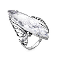 Стильное кольцо с фианитом из серебра