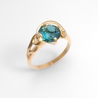 Золотое кольцо с топазом London Blue