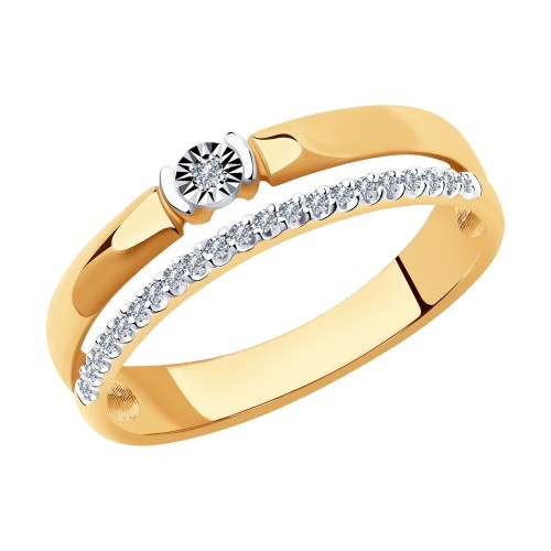 Кольцо с бриллиантами из комбинированного золота 