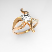 Золотое кольцо с бесцветными Swarovski
