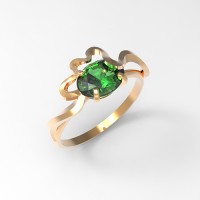 Кольцо из золота с зелен. хризолитом
