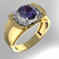 Золотое кольцо печатка аметистом фиолетовым