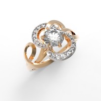 Золотое кольцо с бесцветными Swarovski 