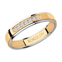Обручальное кольцо SOKOLOV из комбинированного золота c фианитами 