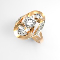 Золотое кольцо с бесцветными Swarovski  