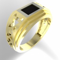 Золотое мужское кольцо с ониксом