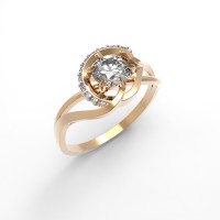 Золотое кольцо с бесцветными Swarovski   
