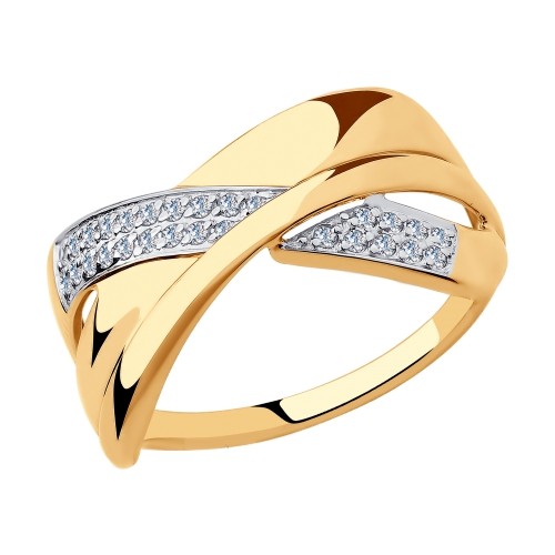Золотое кольцо с фианитами бесцветными              