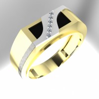 Золотое мужское кольцо с ониксом 