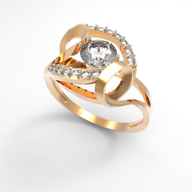 Кольцо с кристалами Swarovski из золота