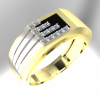 Золотое кольцо с ониксом и фианитами для мужчин