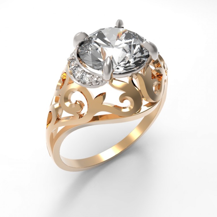 Кольцо с кристалами Swarovski из золота 