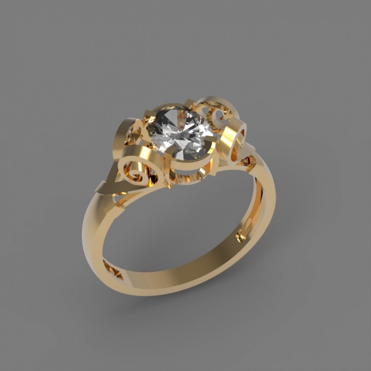 Кольцо из золота с кварцем бесцветным