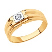 Золотое мужское кольцо с фианитом  