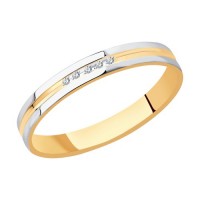 Обручальное кольцо SOKOLOV с фианитами из комбинированного золота 