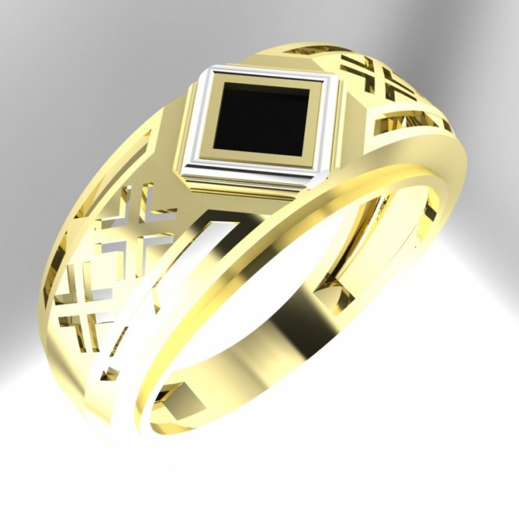 Мужское кольцо из золота с ониксом 