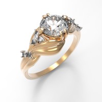 Стильное золотое кольцо со Swarovski