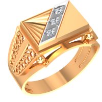 Мужское золотое кольцо с фианитами  