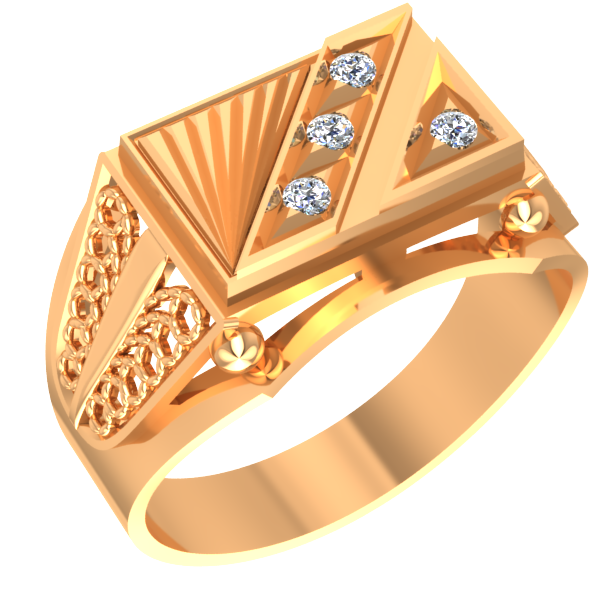 Мужское золотое кольцо с фианитами   