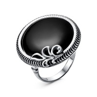 Кольцо из серебра с черным агатом